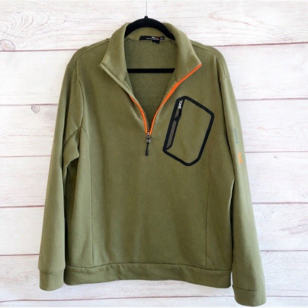 RLX Ralph Lauren Mens XL Quarter Zip Golf Pullover Olive Performance